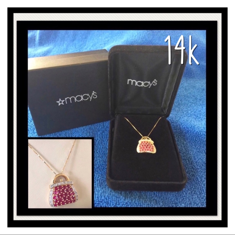 ❌SOLD❌ 14k Ruby & Diamond PURSE Necklace - Picture 13 of 17